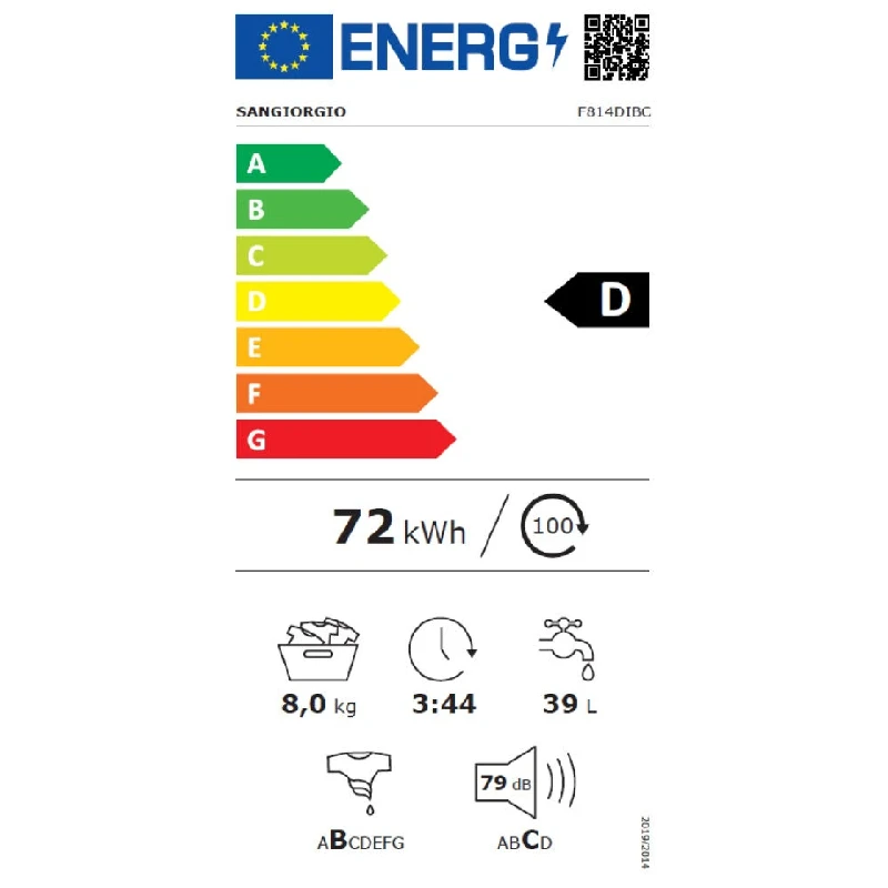 Перални с предно зареждане Пералня Sangiorgio F814DIBC Inverter Черна