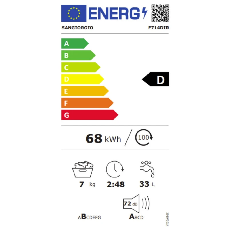 Перални с предно зареждане Пералня Sangiorgio F714DIR Inverter Червена